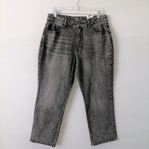 Time and Tru Womens Charcoal Gray High Rise Denim Ankle Mom Jeans Size 14